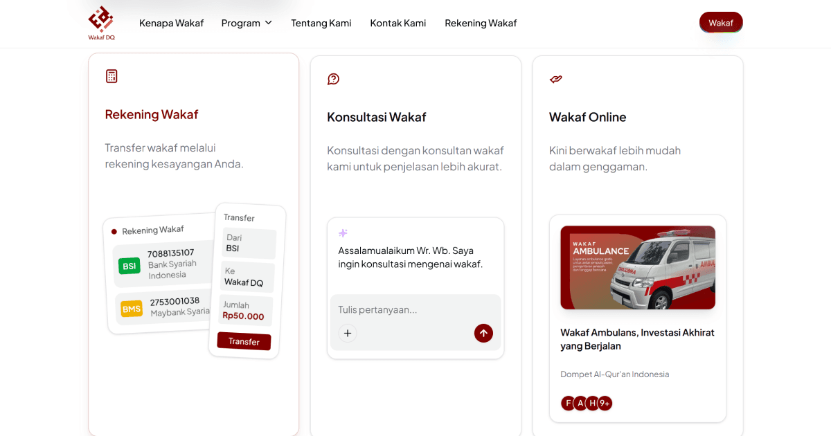 Wakaf DQ Company Profile Website